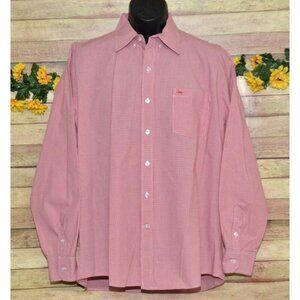 Texas Standard Red Micro Check Men's Dress Shirt Size L Cotton Western Button Up